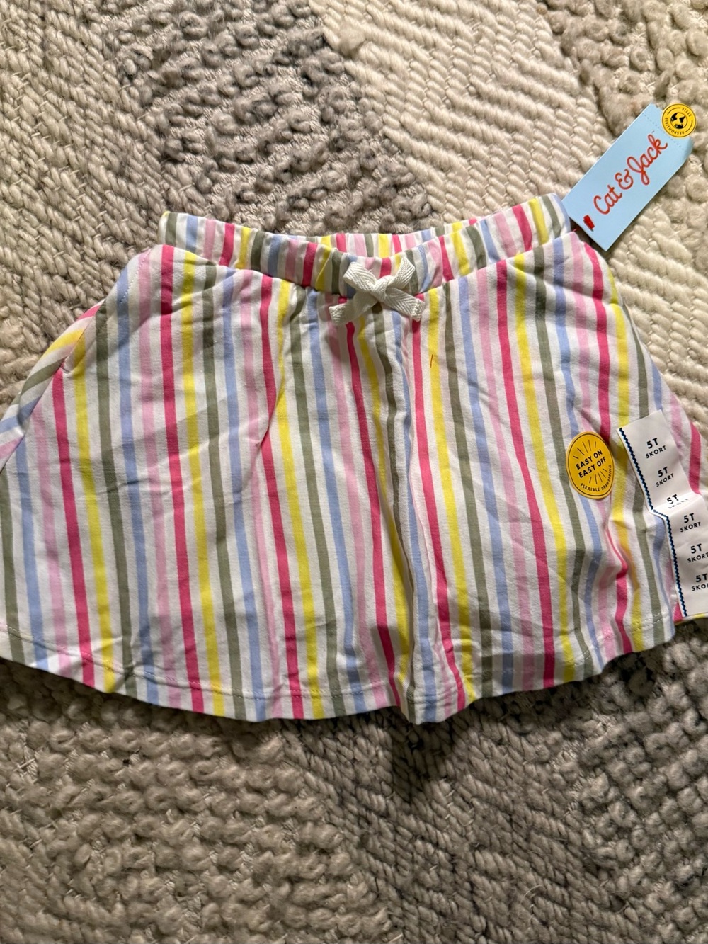 Cat & Jack Striped Pull-On Skort in Pink, Yellow & Blue 5T nwt